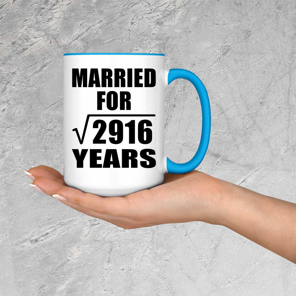 54th Anniversary Married For Square Root of 2916 Years - 15oz Accent Mug Blue