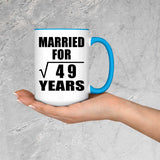 7th Anniversary Married For Square Root of 49 Years - 15oz Accent Mug Blue