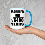 80th Anniversary Married For Square Root of 6400 Years - 15oz Accent Mug Blue