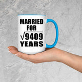 97th Anniversary Married For Square Root of 9409 Years - 15oz Accent Mug Blue