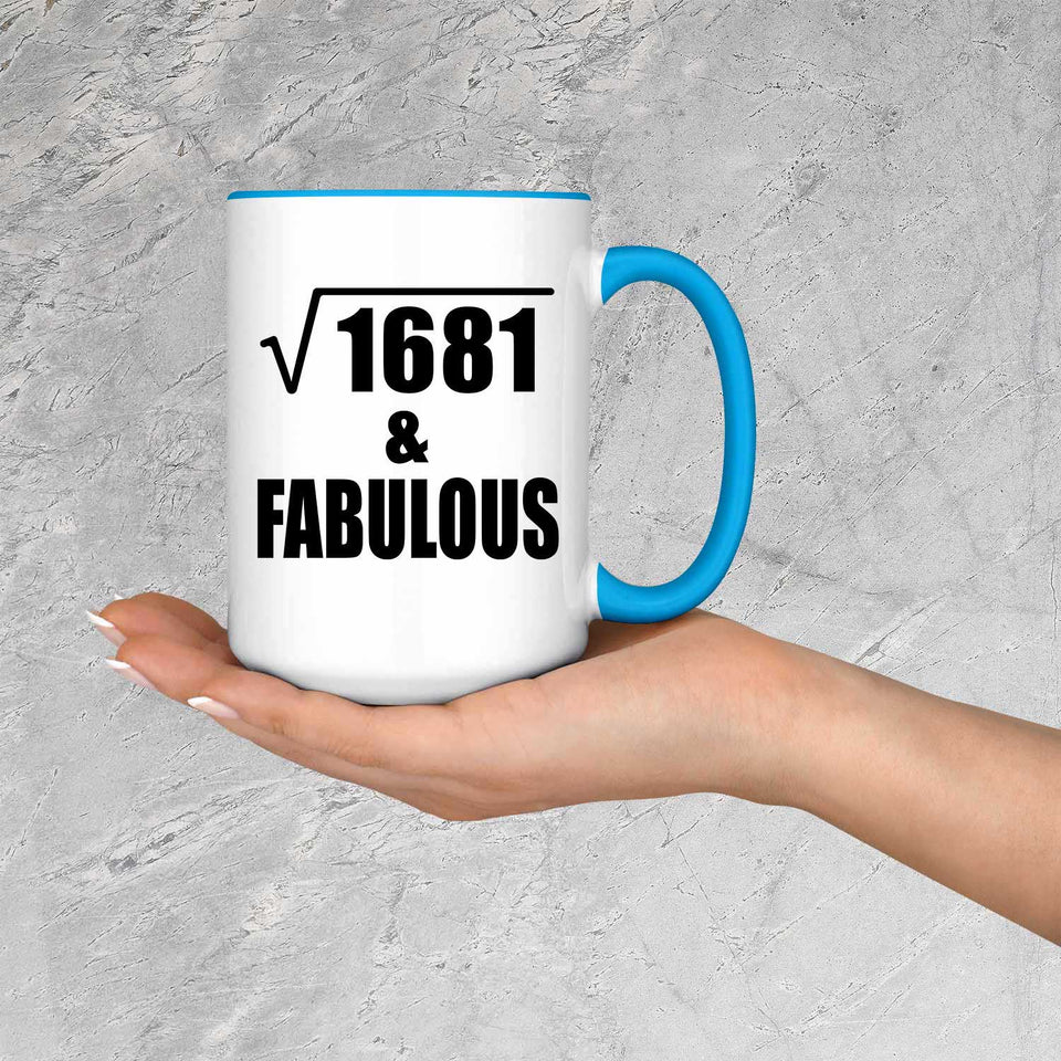 41st Birthday Square Root of 1681 & Fabulous - 15oz Accent Mug Blue