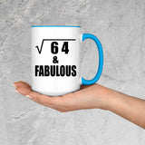 8th Birthday Square Root of 64 & Fabulous - 15oz Accent Mug Blue