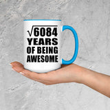 78th Birthday Square Root of 6084 Years of Being Awesome - 15oz Accent Mug Blue