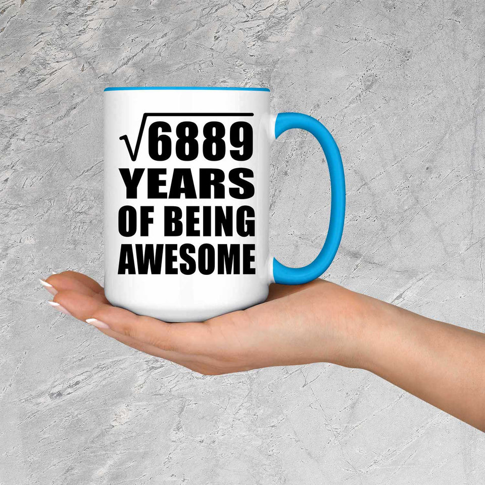 83rd Birthday Square Root of 6889 Years of Being Awesome - 15oz Accent Mug Blue