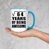 8th Birthday Square Root of 64 Years of Being Awesome - 15oz Accent Mug Blue
