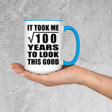 10th Birthday Took Square Root of 100 Years To Look Good - 15oz Accent Mug Blue