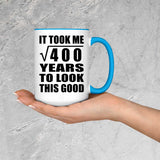 20th Birthday Took Square Root of 400 Years To Look Good - 15oz Accent Mug Blue