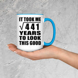 21st Birthday Took Square Root of 441 Years To Look Good - 15oz Accent Mug Blue