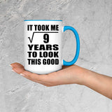 3rd Birthday Took Square Root of 9 Years To Look Good - 15oz Accent Mug Blue