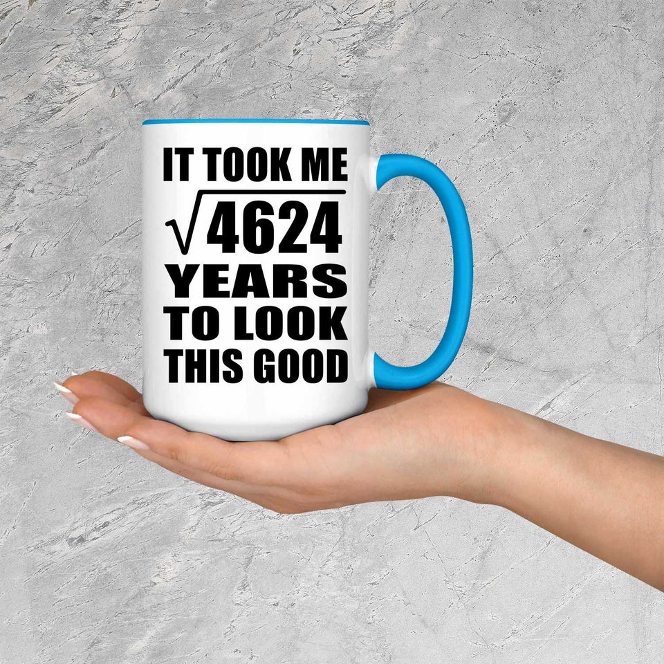 68th Birthday Took Square Root of 4624 Years To Look Good - 15oz Accent Mug Blue