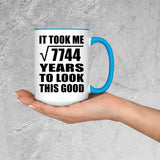88th Birthday Took Square Root of 7744 Years To Look Good - 15oz Accent Mug Blue