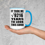 96th Birthday Took Square Root of 9216 Years To Look Good - 15oz Accent Mug Blue