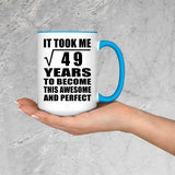 7th Birthday Took Square Root of 49 Years To Awesome - 15oz Accent Mug Blue