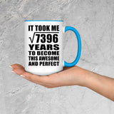 86th Birthday Took Square Root of 7396 Years To Awesome - 15oz Accent Mug Blue