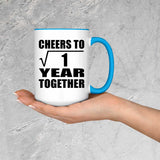 1st Anniversary Cheers To  Square Root of 1 Year Together - 15oz Accent Mug Blue