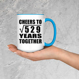 23rd Anniversary Cheers To Square Root of 529 Years Together - 15oz Accent Mug Blue