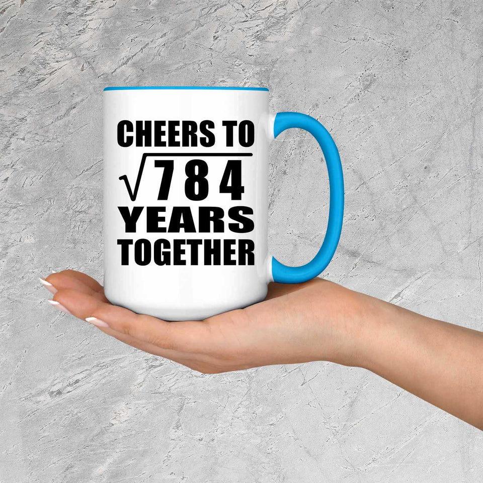 28th Anniversary Cheers To Square Root of 784 Years Together - 15oz Accent Mug Blue