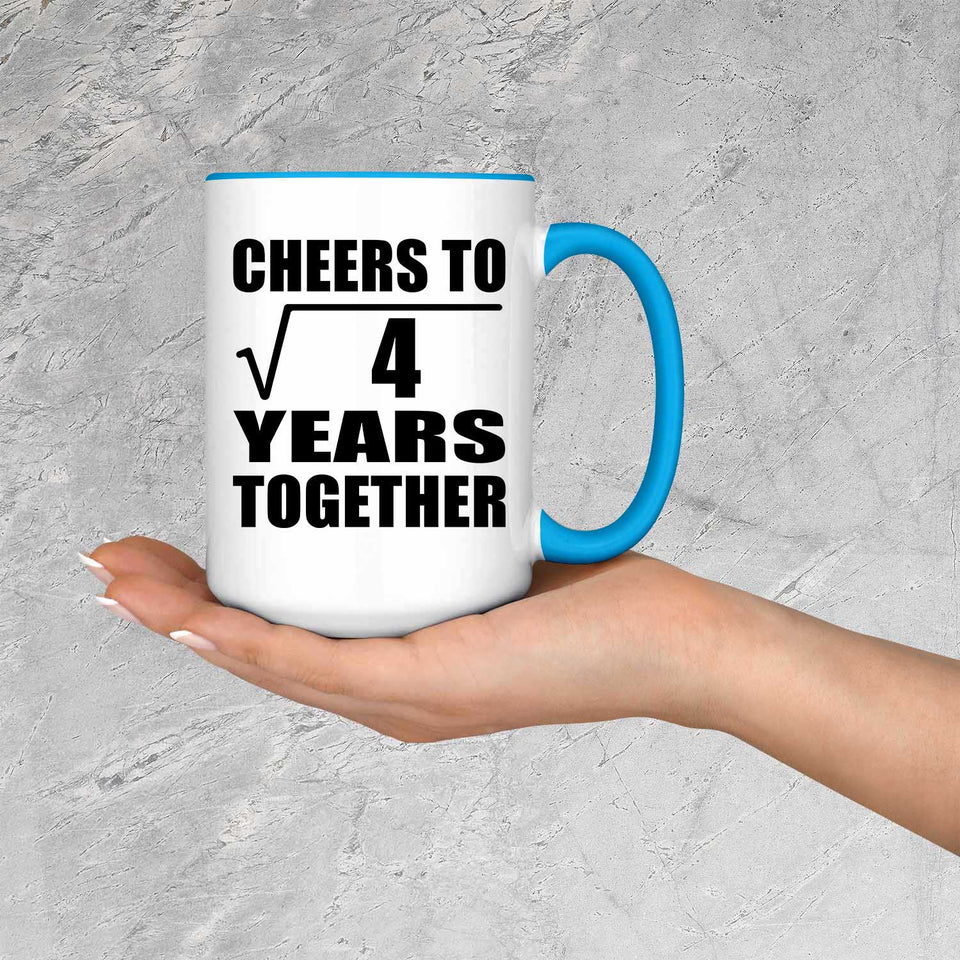 2nd Anniversary Cheers To Square Root of 4 Years Together - 15oz Accent Mug Blue