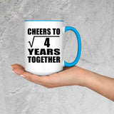 2nd Anniversary Cheers To Square Root of 4 Years Together - 15oz Accent Mug Blue