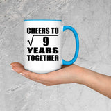 3rd Anniversary Cheers To Square Root of 9 Years Together - 15oz Accent Mug Blue