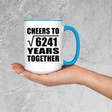 79th Anniversary Cheers To Square Root of 6241 Years Together - 15oz Accent Mug Blue