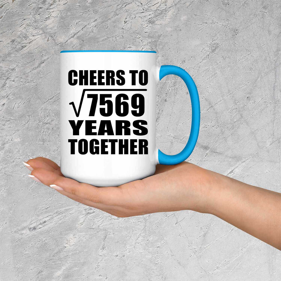 87th Anniversary Cheers To Square Root of 7569 Years Together - 15oz Accent Mug Blue
