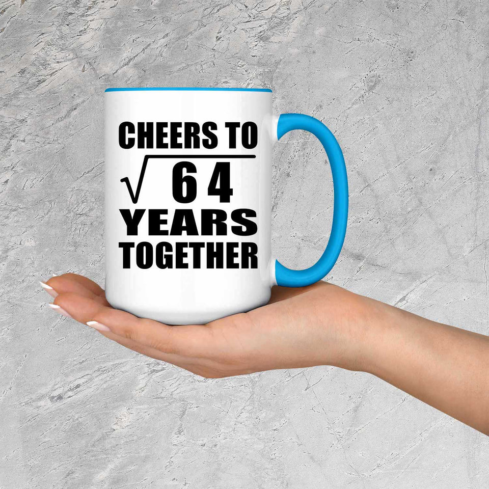 8th Anniversary Cheers To Square Root of 64 Years Together - 15oz Accent Mug Blue
