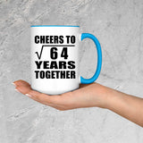 8th Anniversary Cheers To Square Root of 64 Years Together - 15oz Accent Mug Blue