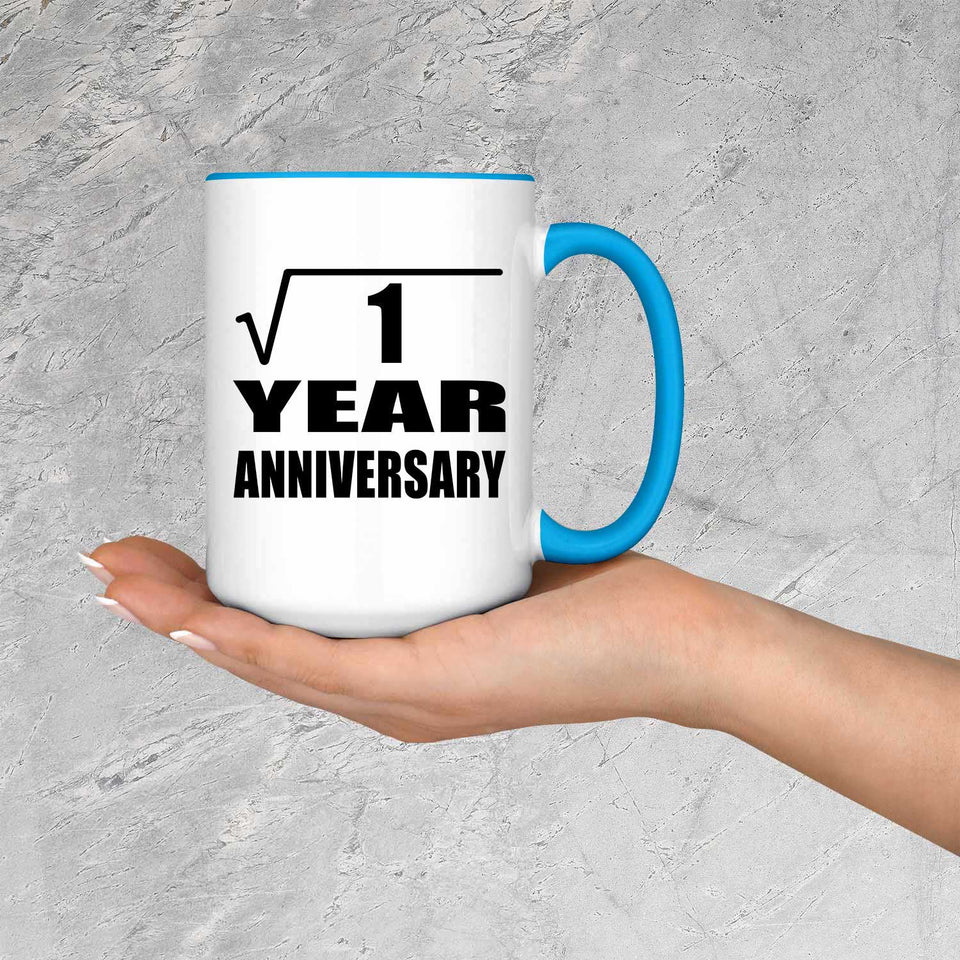 1st Anniversary Square Root of 1 Year Anniversary - 15oz Accent Mug Blue
