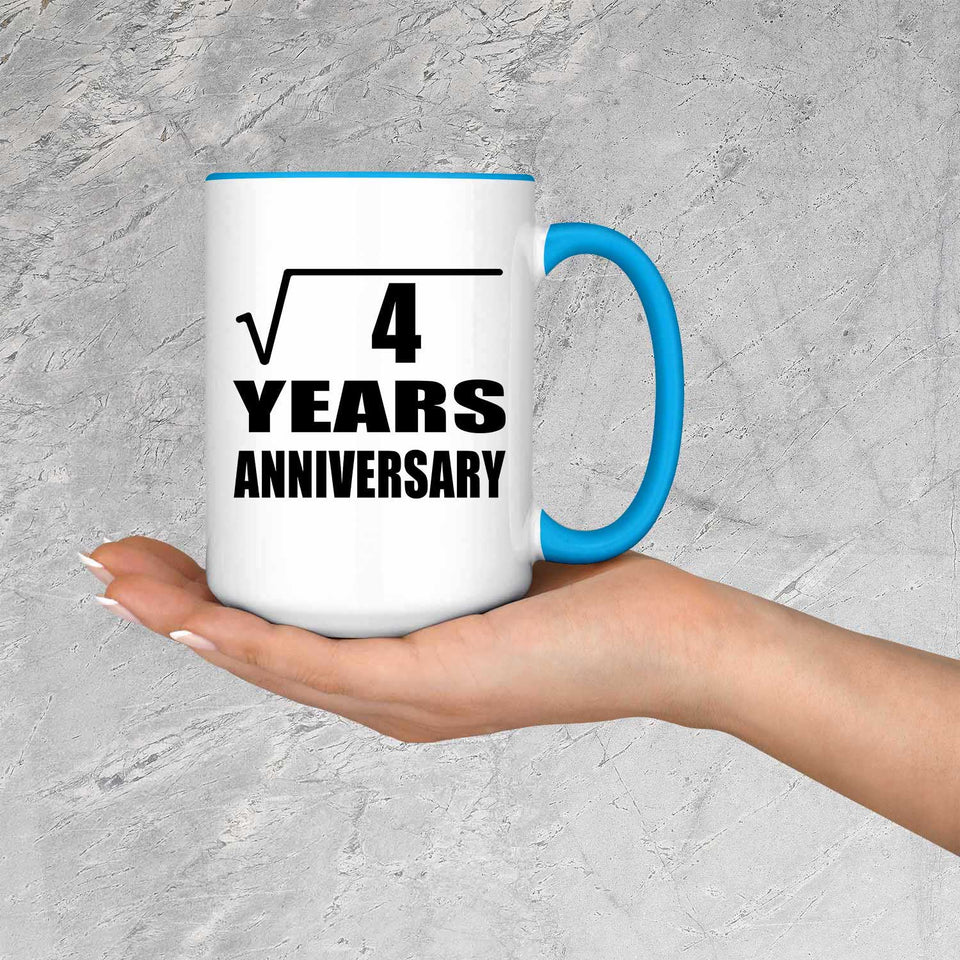 2nd Anniversary Square Root of 4 Years Anniversary - 15oz Accent Mug Blue