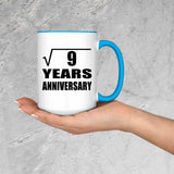 3rd Anniversary Square Root of 9 Years Anniversary - 15oz Accent Mug Blue