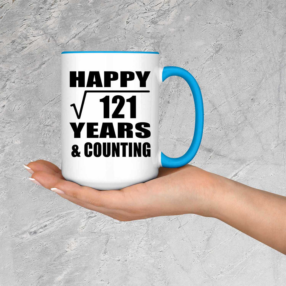 Happy 11th Anniversary Square Root of 121 Years & Counting - 15oz Accent Mug Blue