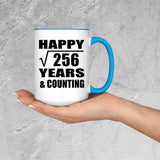 Happy 16th Anniversary Square Root of 256 Years & Counting - 15oz Accent Mug Blue
