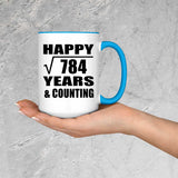 Happy 28th Anniversary Square Root of 784 Years & Counting - 15oz Accent Mug Blue