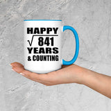 Happy 29th Anniversary Square Root of 841 Years & Counting - 15oz Accent Mug Blue