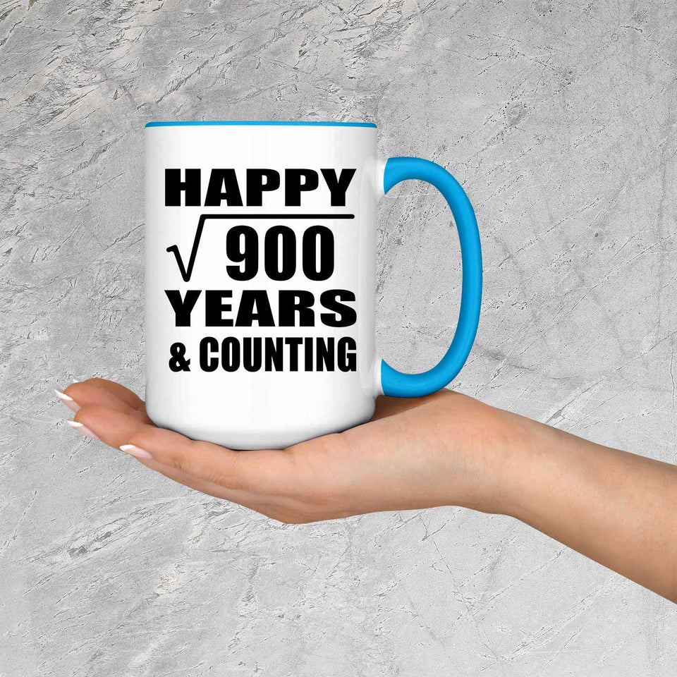 Happy 30th Anniversary Square Root of 900 Years & Counting - 15oz Accent Mug Blue