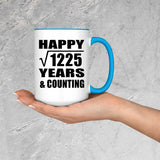 Happy 35th Anniversary Square Root of 1225 Years & Counting - 15oz Accent Mug Blue