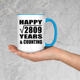 Happy 53rd Anniversary Square Root of 2809 Years & Counting - 15oz Accent Mug Blue