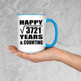 Happy 61st Anniversary Square Root of 3721 Years & Counting - 15oz Accent Mug Blue