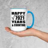 Happy 89th Anniversary Square Root of 7921 Years & Counting - 15oz Accent Mug Blue