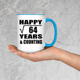 Happy 8th Anniversary Square Root of 64 Years & Counting - 15oz Accent Mug Blue