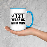 11th Anniversary Square Root of 121 Years As Mr & Mrs - 15oz Accent Mug Blue