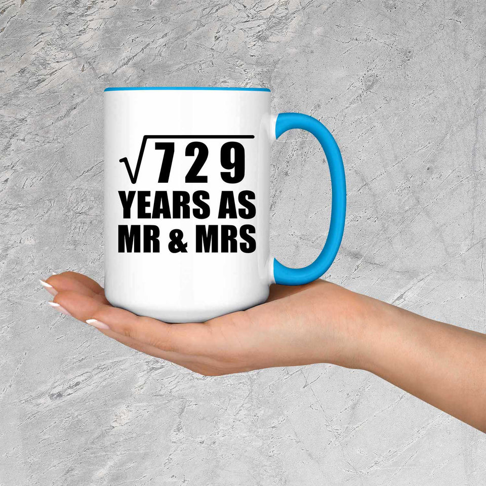 27th Anniversary Square Root of 729 Years As Mr & Mrs - 15oz Accent Mug Blue
