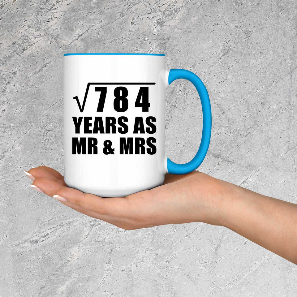 28th Anniversary Square Root of 784 Years As Mr & Mrs - 15oz Accent Mug Blue