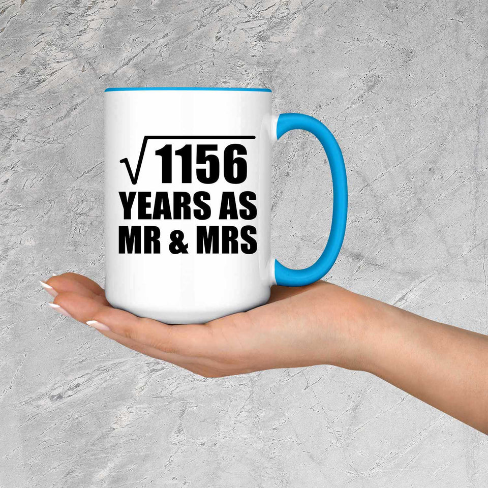 34th Anniversary Square Root of 1156 Years As Mr & Mrs - 15oz Accent Mug Blue