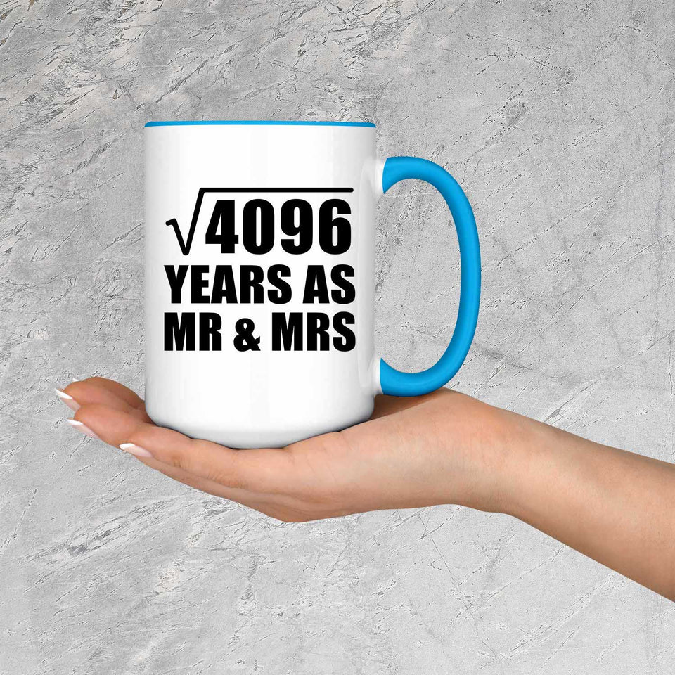 64th Anniversary Square Root of 4096 Years As Mr & Mrs - 15oz Accent Mug Blue