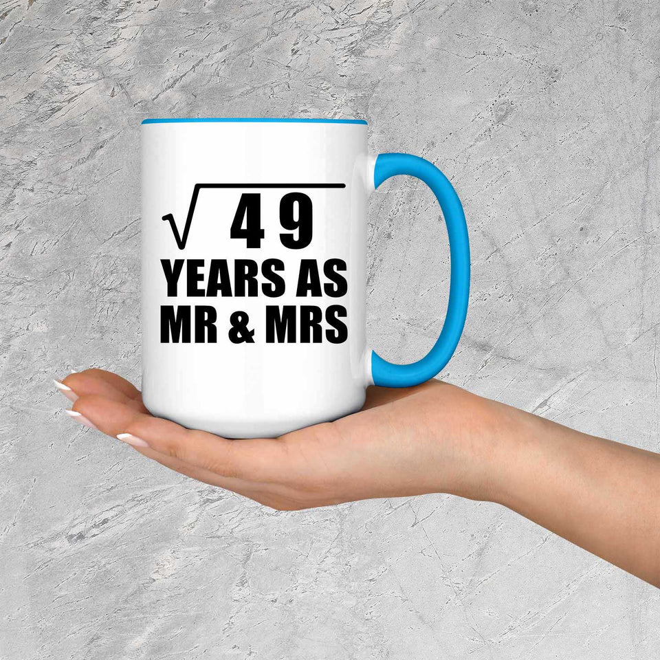 7th Anniversary Square Root of 49 Years As Mr & Mrs - 15oz Accent Mug Blue
