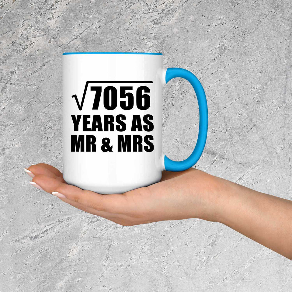 84th Anniversary Square Root of 7056 Years As Mr & Mrs - 15oz Accent Mug Blue