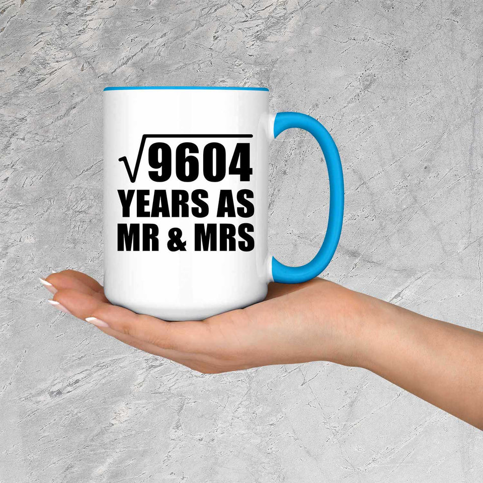 98th Anniversary Square Root of 9604 Years As Mr & Mrs - 15oz Accent Mug Blue