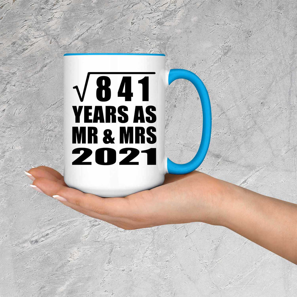 29th Anniversary Square Root of 841 Years As Mr & Mrs 2021 - 15oz Accent Mug Blue